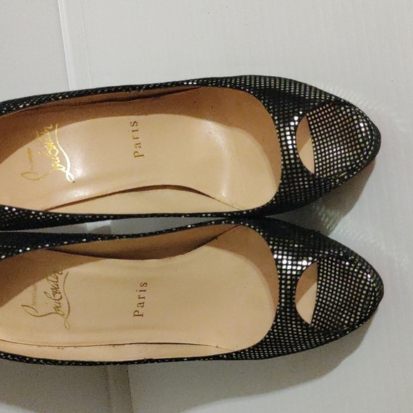 Christian Louboutin Two Tone Suede Peep Toe Pumps Size EU 36,5 US 6,5 - Picture 5 of 11